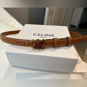 Celine Paris Triomphe skinny leather belt